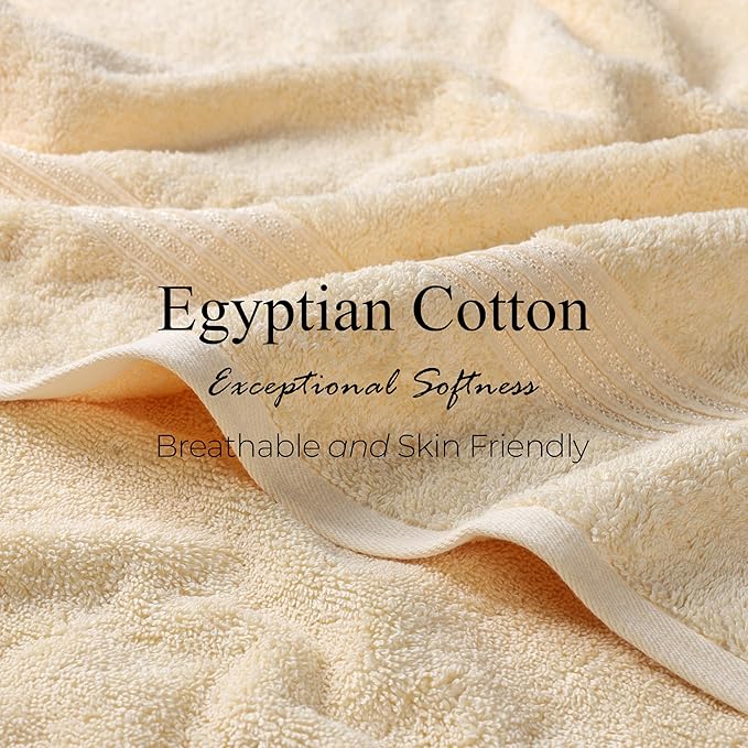 Superior Egyptian Cotton 3-Piece Towel Set, Basic Towels For Bathroom, Home Decor, Guest Bath, Shower, Apartment, Included 1 Face, 1 Hand, 1 Bath Towel, Washcloth, Quick Dry, Canary