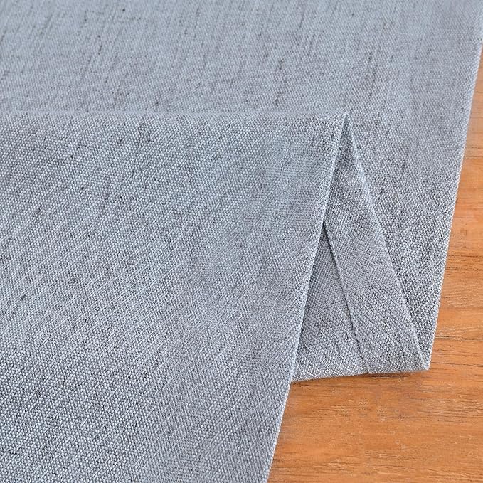 Wracra Linen Style Table Runner, Rustic Farmhouse Chambray Dusty Blue Table Runners 36 Inches Long, Handcrafted Table Runner for Fall, Winter - Everyday Use and Machine Washable