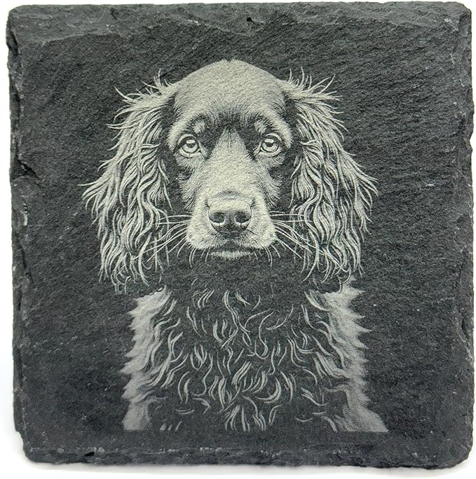 Cocker Spaniel Laser Engraved Slate Coaster Set of 4