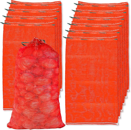 100 Pack Mesh Onion Bags, 31'' x 20'' Extra Large Mesh Produce Bags, Reusable Breathable Vegetable Storage Bag, Net Bag with Drawstring for Onions Potatoes Citrus Crawfish