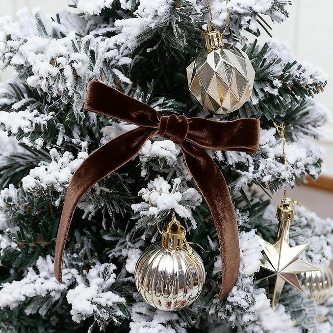 Vintage Brown Velvet Ribbon Chocolate Christmas Ribbon for Gift Wrapping Crafts Christmas Tree Ornaments Garland Decorations, 5/8 Inch X 25Yd