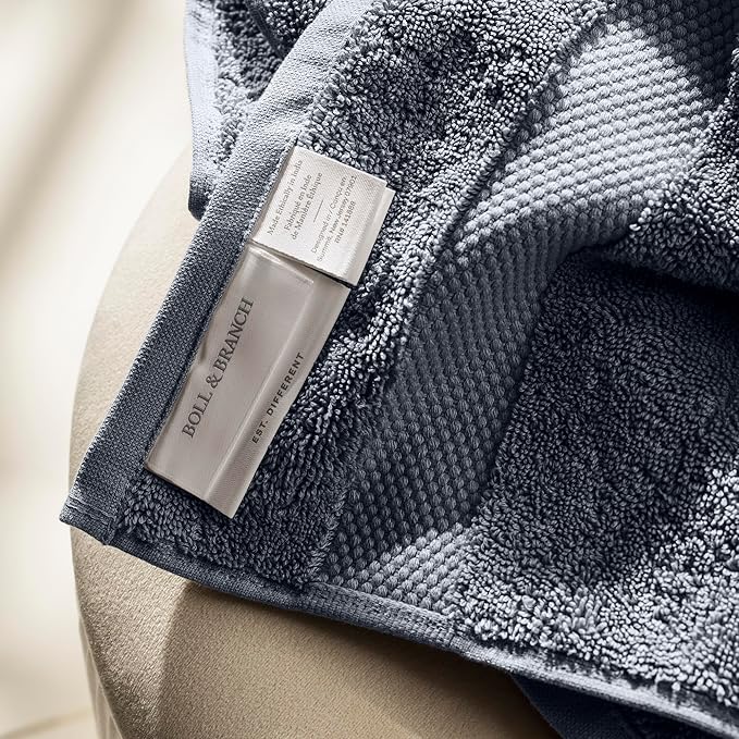 BOLL & BRANCH Plush Bath Towel Set - Mineral - 6 Piece - Includes 2 Bath Towels, 2 Hand Towels & 2 Washcloths - 100% Organic Cotton - Ultra Soft & Luxurious - Quick Absorbing