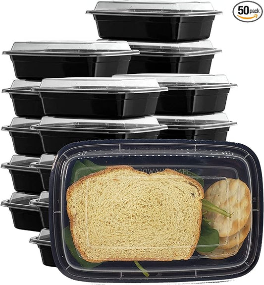 50 sets Rectangle 28oz Meal Prep Containers with lids Microwavable Food Container Plastic BPA Free Rectangle