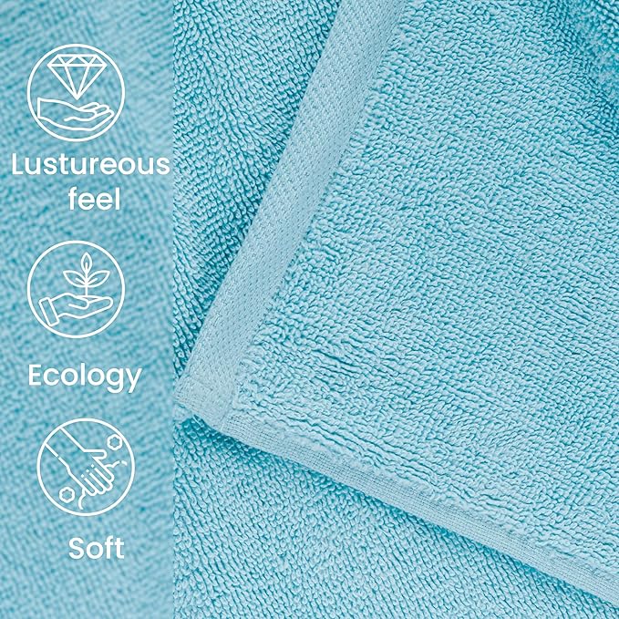 HILLFAIR 600 GSM- 40 x 80 Inches- 100% Cotton 2 Pc XXL Oversized Bath Towel Set- Soft Highly Absorbent Jumbo Bath Sheets Towels Sets- Quick Dry Oversized Bath Towel Sets For Hotel Spa Pool- OCEAN BLUE