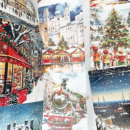 Christmas Washi Tape Set,3 Rolls City Landscape Stickers for Journaling,Christmas Washi Tape Stickers for Junk Journal Supplies,Scrapbooking,Notebook,Phone Case,DIY Craft(Victoria)