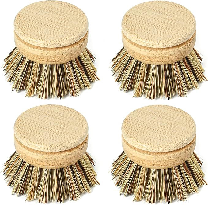 Jungle Culture Dish Brushes or Replacement Brush Heads for Eco Dish Brushes • Wooden Kitchen Washing Up Brush Heads • Interchangeable Bristle Refills • Dish Scrubbers (Firm Replacement Heads)