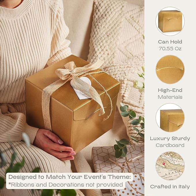 Set of 10 Gift Boxes (7.87 x 7.87 x 7.08 inch) - Ideal for Presents, Bridesmaid Proposal and Graduation - Gold