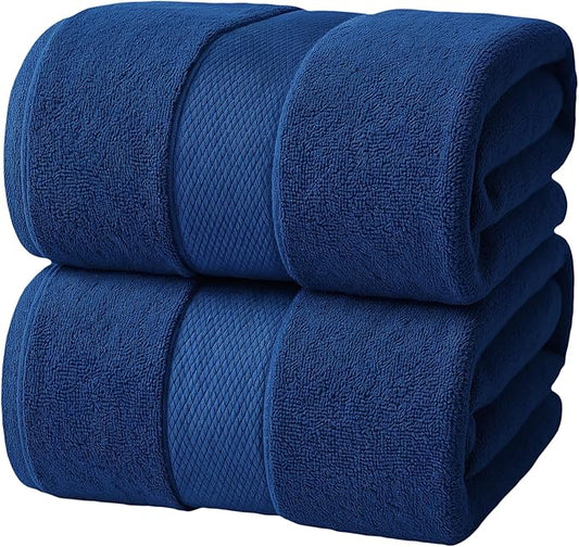 Infinitee Xclusives– Luxury Bath Sheets Towels – 2 Pack 600 GSM (35X70 Inches)– 100% Ring Spun Cotton Large Bath Towels for Bathroom (Tranquil Navy, Bath Sheet Pack of 2)