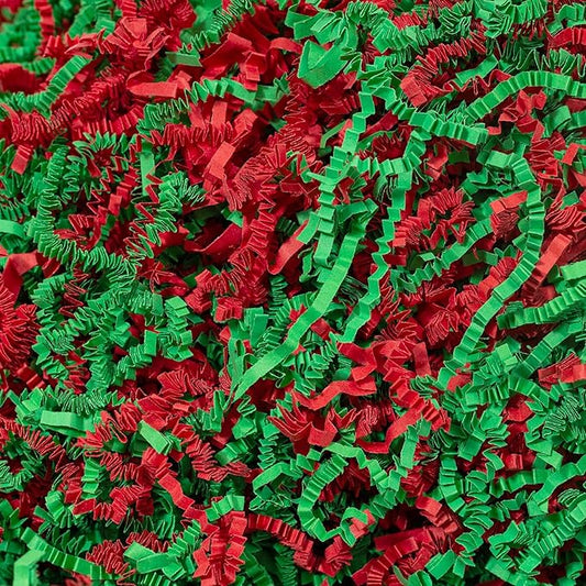 Mefleet 2 LB Crinkle Cut Paper Shred Filler Green & Red Crinkle Shredded Paper for Gift Box - Gift Basket Bag Filler - Grass Cushion Stuffing for Christmas Holiday Packaging Wrapping
