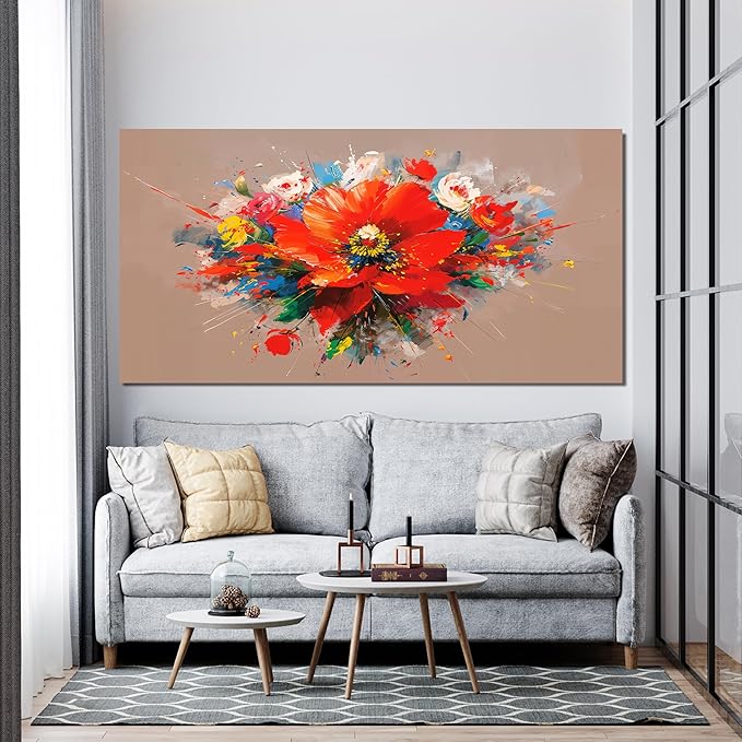 Canvas Wall Art Decor Modern Large Wall Art for Living Room Canvas Art Wall Decorations Colorful Botanical Wall Art Prints Flowers Artwork for Walls Bederoom Office Home Decor Aesthetic 24" X 48"