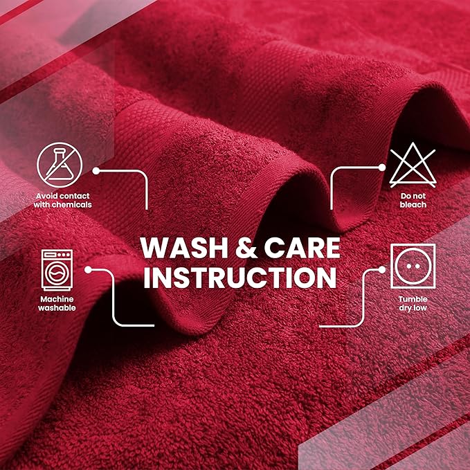 Infinitee Xclusives Luxury 100% Ring-Spun Cotton Bath Towels Set of 4 (27x54 inches) – Soft, Absorbent & Quick-Drying Towels for Bathroom, Gym, Spa & Hotel Use (Burgundy, Bath Towels)