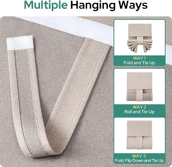 HOMEIDEAS Classroom 100% Linen Blackout French Door Curtains, Classroom Door Window Cover, Privacy Shades Thermal Insulated Small Window Covering, 1 Panel, W8 X L36 Inch, Natural