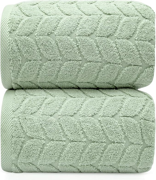Ultra Soft & Stylish 700 GSM Luxury Bath Sheets | Pack of 2 | Extra Large 35x70 Inches | 100% Zero-Twist, Long-Staple Cotton | Remarkably Absorbent (Eucalyptus Green)