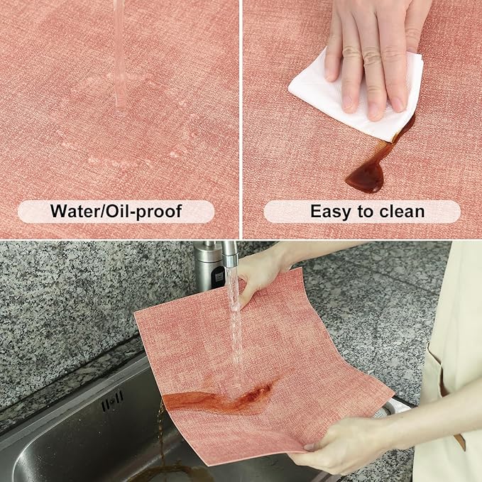 Homaxy Faux Leather Heat Resistant Placemats for Dining Table Set of 4, Waterproof Wipeable Washable PU Table Mats, Easy to Clean Anti-Slip Place Mats, 11.8" x 17", Pink