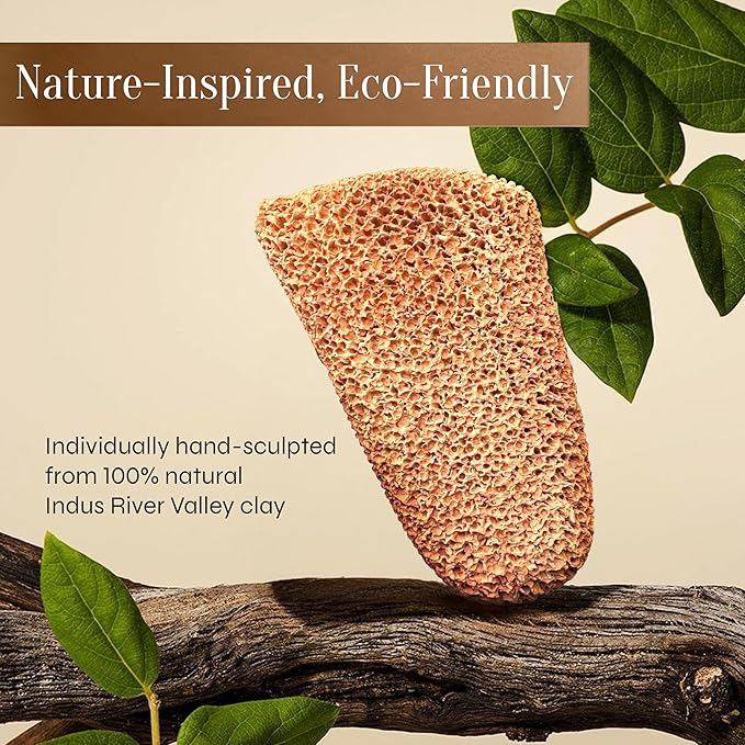 Facón Pumice Stone for Feet Callus Remover - Terra-Cotta Foot Scrubber with 2 Sides, 100% Pure Natural Foot Pumice Stone, Pedicure Pumice Stone Scrubber, Foot Exfoliator, Removes Calluses & Dead Skin