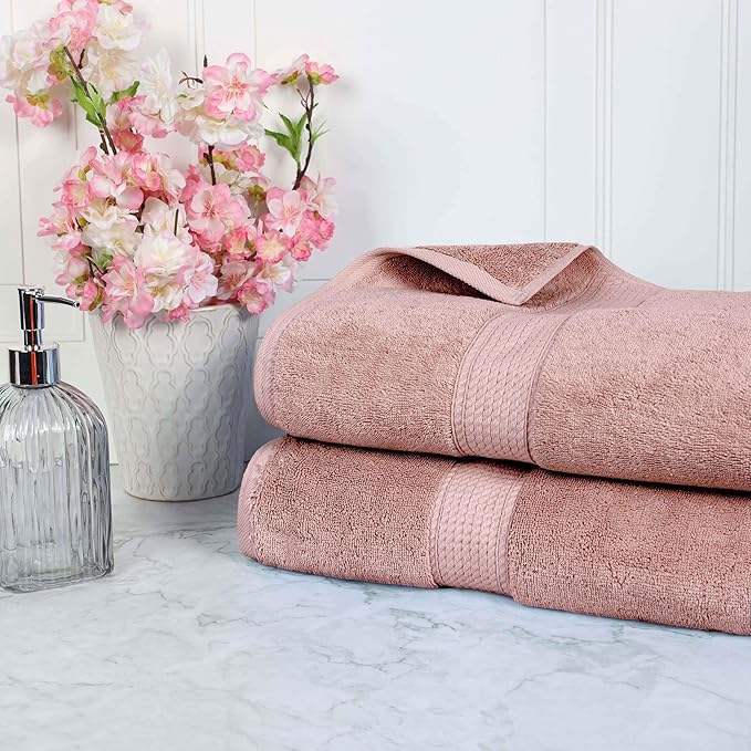 BLUENILEMILLS Madison Egyptian Cotton Bath Sheets, for Bathroom, Shower, Hotel, Plush, 900 GSM, Highly Absorbent and Ultra-Soft Towels, Essentials, Oversized Towels, Set of 2, Muted Mauve