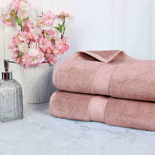 BLUENILEMILLS Madison Egyptian Cotton Bath Sheets, for Bathroom, Shower, Hotel, Plush, 900 GSM, Highly Absorbent and Ultra-Soft Towels, Essentials, Oversized Towels, Set of 2, Muted Mauve