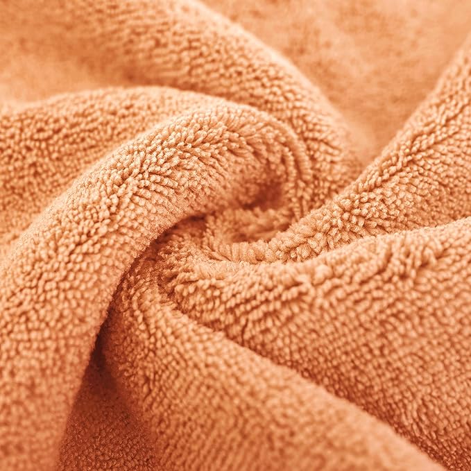 POLYTE Oversize, 60 x 30 in., Quick Dry Lint Free Microfiber Bath Towel Set, 6 Piece (Orange)