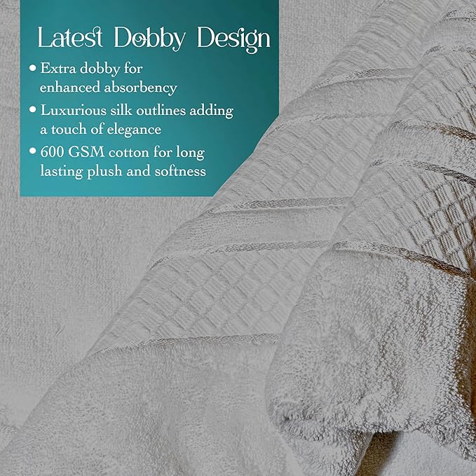 Premium Towel Set: Super absorbent, quick-drying, soft, plush. Features hanging loop, fade-resistant, eco & skin-friendly dyes. Luxury dobby design for bath or spa. (Gray, Bath Towel Set of 4)