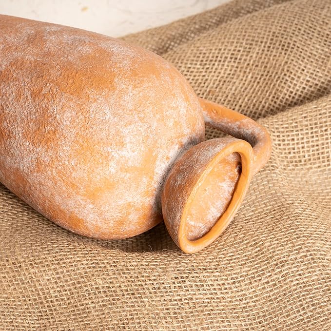Terracotta vase with Handle, 10inch Boho Unique Textured Pottery, Rustic Farmhouse Decorative Ceramic vases for Flowers, Centerpieces, Living Room.