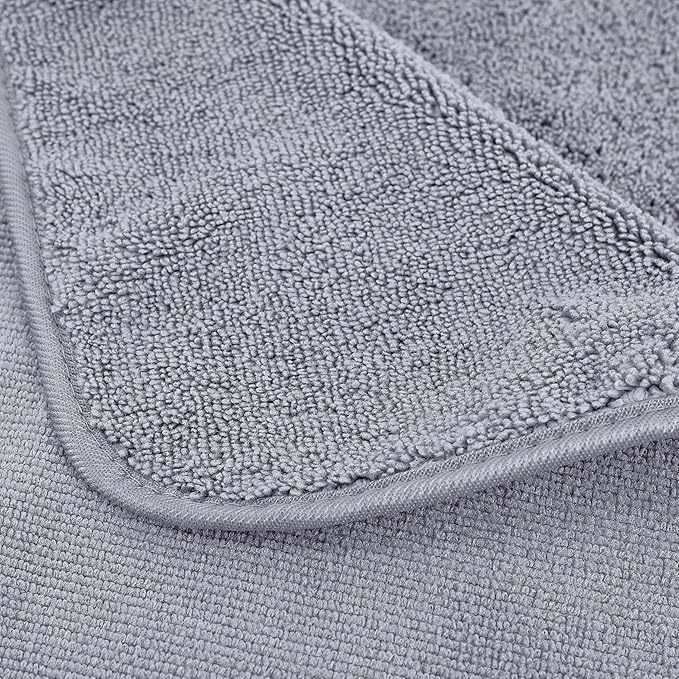 POLYTE Oversize, 60 x 30 in., Quick Dry Lint Free Microfiber Bath Towel Set, 6 Piece (Gray)