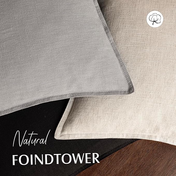Foindtower Pack of 2, Decorative Linen Soild Throw Pillow Covers Accent Lumbar Cushion Case Farmhouse Pillowcase for Chair Couch Sofa Bedroom Living Room Home Decor 12 x 20 Inch Light Rustic Gray