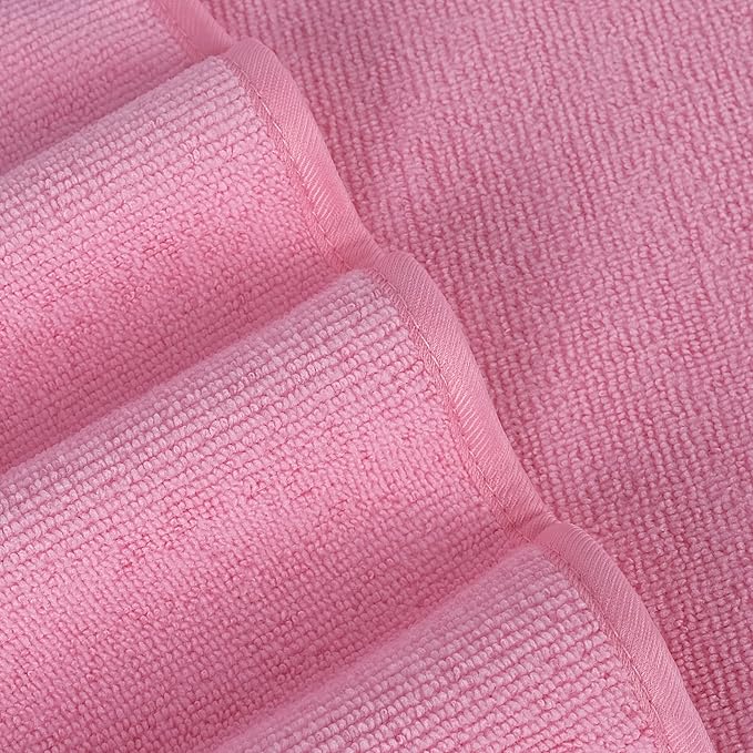 POLYTE Microfiber Quick Dry Lint Free Bath Towel, 57 x 30 in, Pack of 4 (Pink)