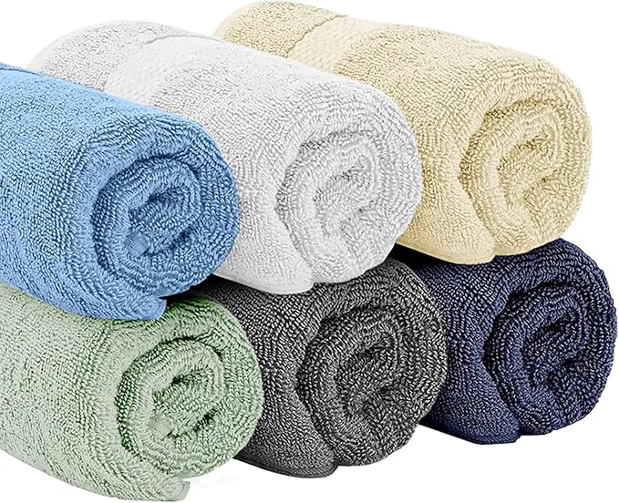 White Classic Luxury Multicolor Hand Towels - Soft 100% Turkish Cotton | Highly Absorbent Hotel spa Bathroom Towel Collection | 16x30 Inch | Set of 6