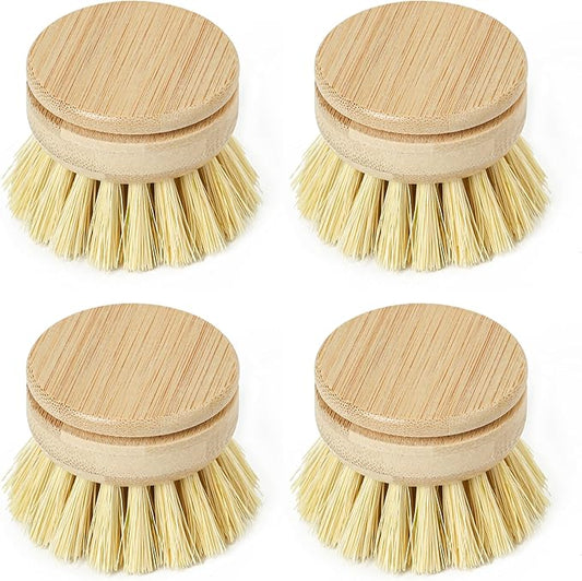 Jungle Culture Replacement Brush Heads for Eco Dish Brush • Wooden Washing Up Brush Heads Pack of 4 • Interchangeable Soft Bristle Refills • Natural Dish Scrubbers • Zero Waste Cleaning Products