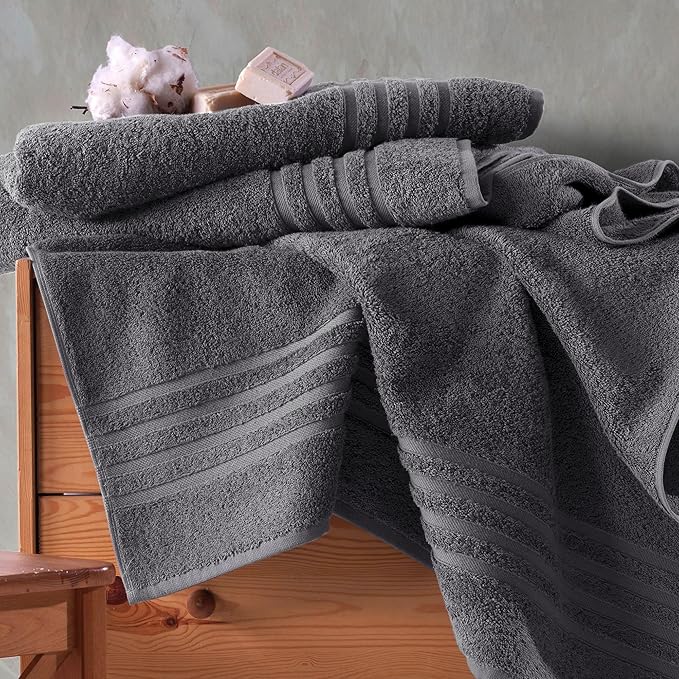Hawmam Linen Jumbo Large Bath Sheets Towels 2 Pack Soft and Absorbent, Premium Quality 100% Cotton Towels (Cool Grey, Bath Sheet)