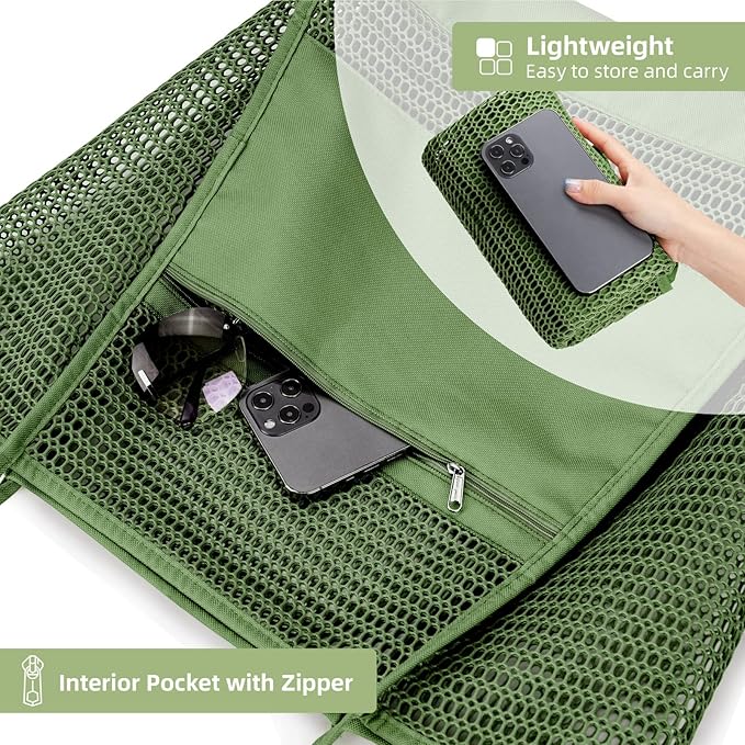 KALIDI BeachNylon Mesh Tote Bag, Casual Tote Bag Hobo Women Foldable MAX 23L Shoulder Bag For Beach Picnic Vacation