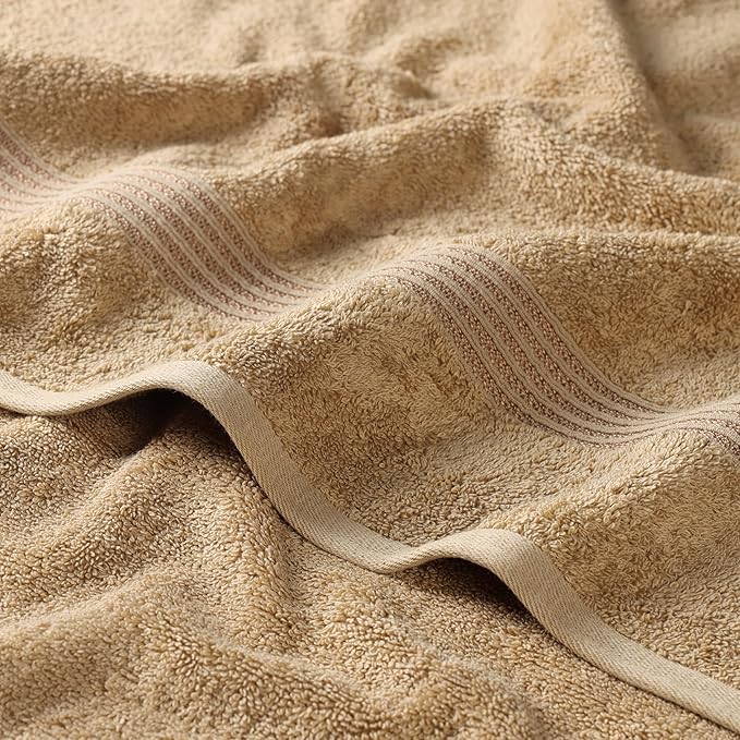 Superior Egyptian Cotton 3-Piece Towel Set, Basic Towels For Bathroom, Home Decor, Guest Bath, Shower, Apartment, Included 1 Face, 1 Hand, 1 Bath Towel, Washcloth, Quick Dry, Toast