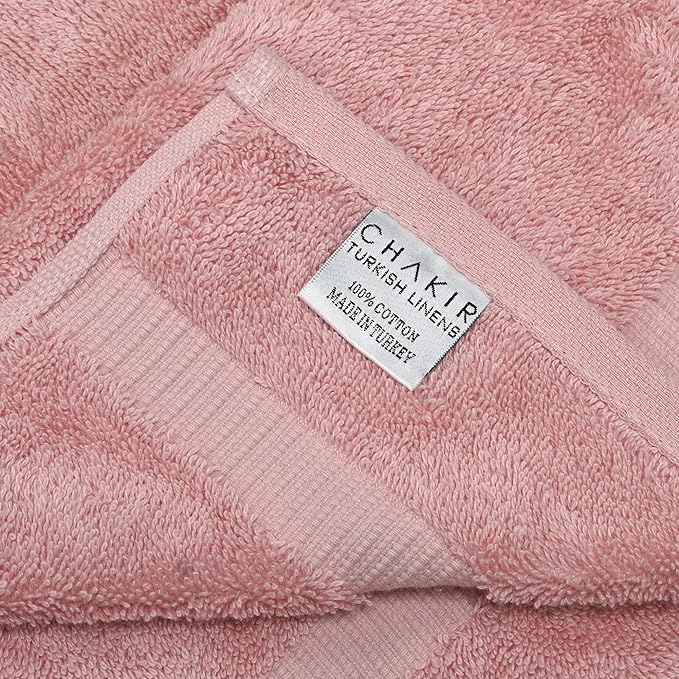 Chakir Turkish Linens 100% Cotton Premium Turkish Towels for Bathroom | 30'' x 60'' Large Bath Towels (4 Piece, Pink)