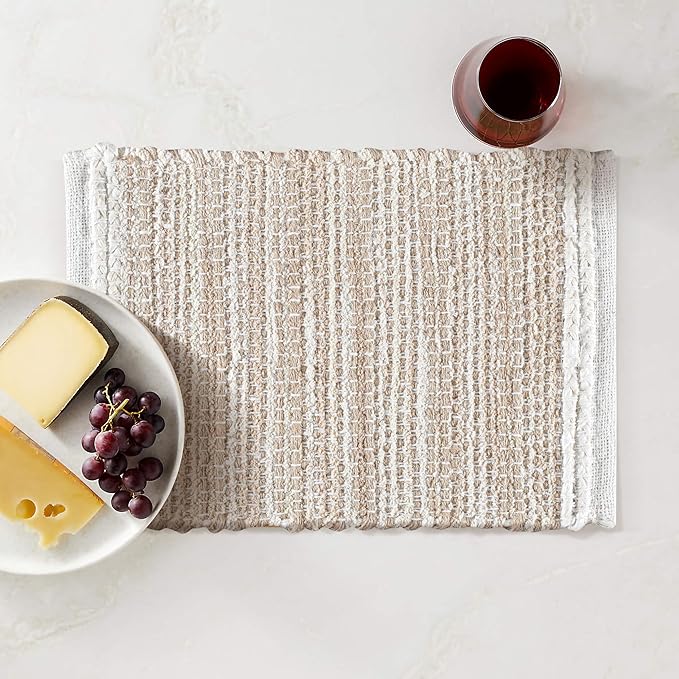 Hausattire Woven Table Placemats Set of 4 - Natural, Jute Boho Outdoor Table Mats for Kitchen Dining Coffee Table | Easy Clean Thanksgiving Farmhouse Placemat for Wedding, Restaurants - 13x19 Inches