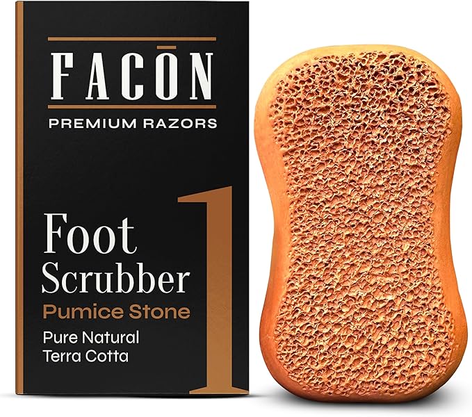 Facón Pumice Stone for Feet Callus Remover - Terra-Cotta Foot Scrubber with 2 Sides, 100% Pure Natural Foot Pumice Stone, Pedicure Pumice Stone Scrubber, Foot Exfoliator, Removes Calluses & Dead Skin