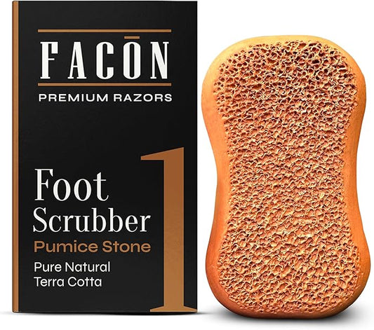 Facón Pumice Stone for Feet Callus Remover - Terra-Cotta Foot Scrubber with 2 Sides, 100% Pure Natural Foot Pumice Stone, Pedicure Pumice Stone Scrubber, Foot Exfoliator, Removes Calluses & Dead Skin