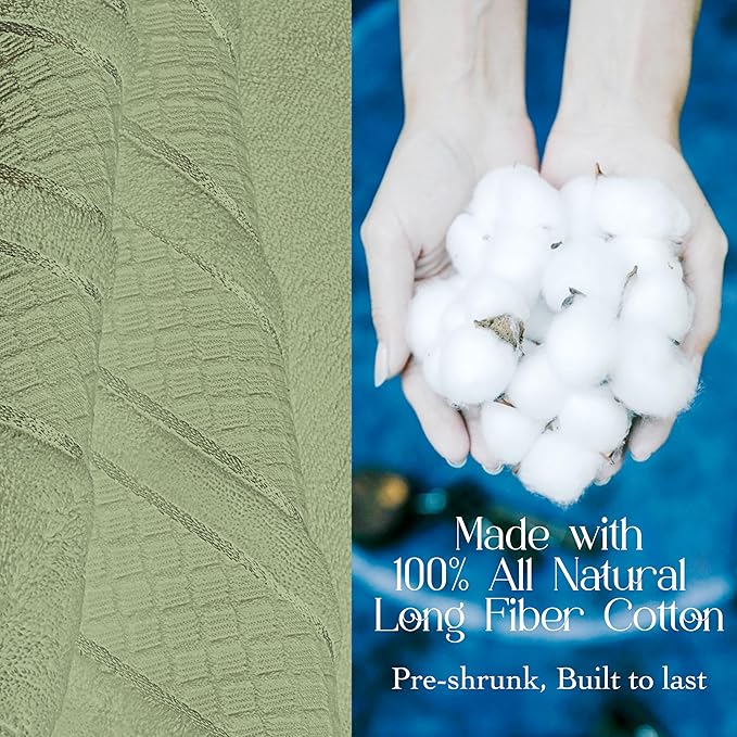 Premium Towel Set: Super absorbent, quick-drying, soft, plush. Features hanging loop, fade-resistant, eco & skin-friendly dyes. Luxury dobby design for bath or spa. (Sage Green, Bath Towel Set of 4)