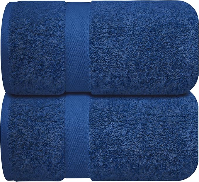 Infinitee Xclusives– Luxury Bath Sheets Towels – 2 Pack 600 GSM (35X70 Inches)– 100% Ring Spun Cotton Large Bath Towels for Bathroom (Tranquil Navy, Bath Sheet Pack of 2)