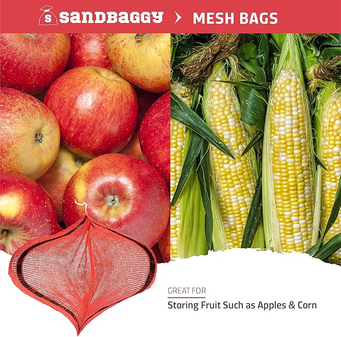 Sandbaggy Mesh Onion Produce Bags | 15" x 25 Inch | 50 lb Capacity | Breathable Fabric | Great for Packaging Produce & Fruit