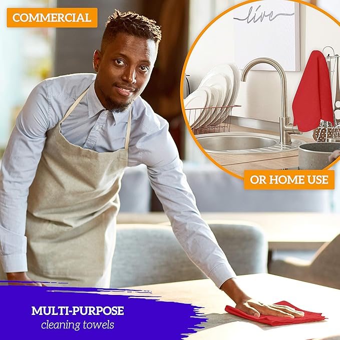 GREEN LIFESTYLE 600 Pack 12x14, Red Shop Towels 100% Cotton, Super Absorbent and Durable for Car, Reusable Shop Rags