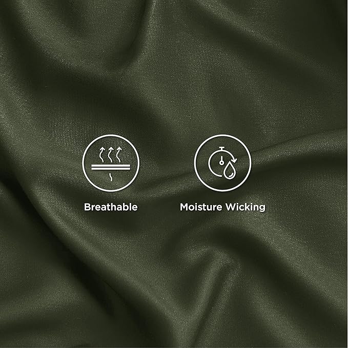 Bedsure Full Size Bed Sheets, Cooling Sheets, Rayon Derived from Bamboo, Breathable & Soft, Deep Pocket Up to 16 Inches, Hotel Luxury Silky Bedding for Hot Sleepers, Olive Green