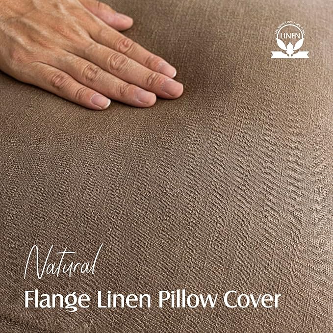 Foindtower Pack of 2, Decorative Linen Soild Throw Pillow Covers Soft Accent Cushion Case Boho Farmhouse Neutral Pillowcase for Chair Couch Sofa Bedroom Living Room Home Decor 26 x 26 Inch Light Brown