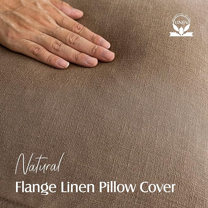 Foindtower Pack of 2, Decorative Linen Soild Throw Pillow Covers Soft Accent Cushion Case Boho Farmhouse Neutral Pillowcase for Chair Couch Sofa Bedroom Living Room Home Decor 24 x 24 Inch Light Brown