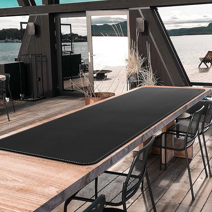 CENNBIE Leather Desk Mat Large, 71" x 19.6" Desk Pad Blotter Protector, Extended Non-Slip Mouse Pad, Waterproof PU Leather Large Mouse pad for Desk Office and Home (Black)