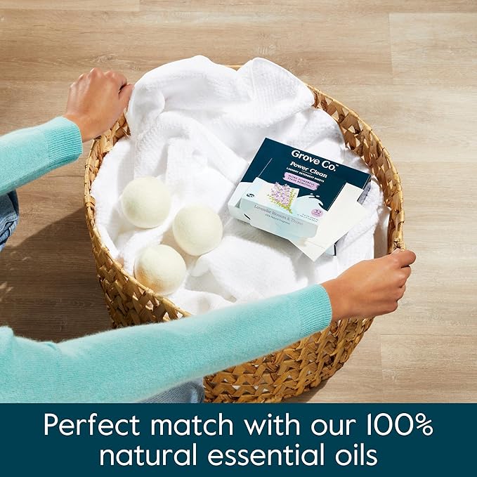 Grove Co. Wool Dryer Balls, Reusable Laundry Balls for Dryer, 100% New Zealand Wool, Reduce Drying Time, Wrinkles & Static, Sustainably Designed Laundry Essentials, Hypoallergenic, Unscented, 3 Pack