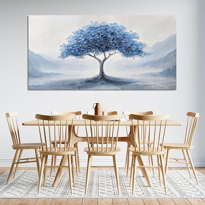 Canvas Wall Art Decor Wall Art Pictures for Living Room Large Tree of Life Wall Art Decorations Abstract Canvas Art Wall Decor Blue Wall Art Prints Artwork for Walls Bedroom Home Decor 24" X 48"