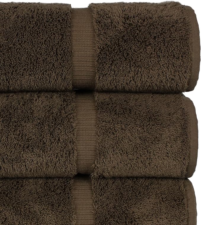 Chakir Turkish Linens 100% Cotton Premium Turkish Towels for Bathroom | 27'' x 54'' (4-Piece Bath Towels - Cocoa)