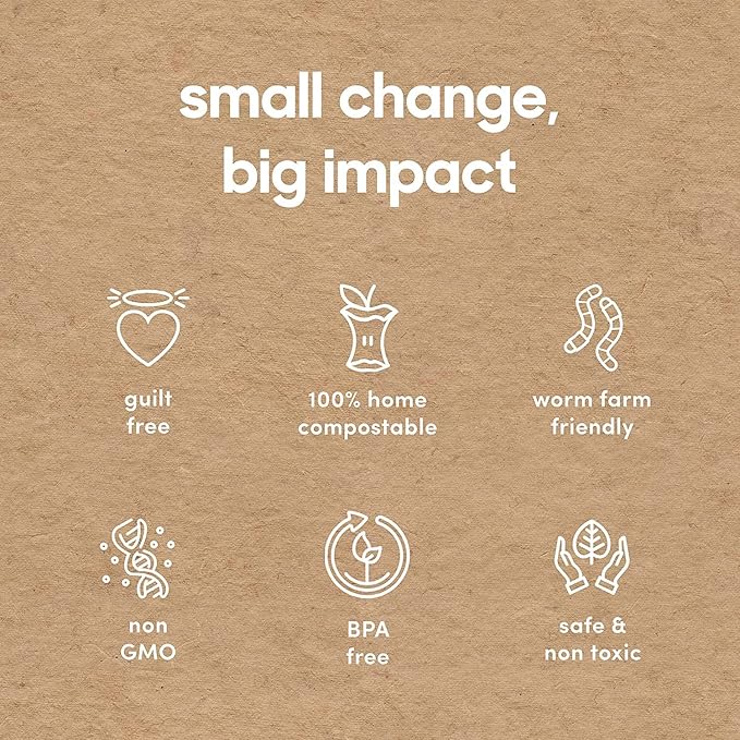 Compostic Home Compostable Resealable Sandwich Bags (7"x7"), Microwave & Freezer Safe, Organic Food Storage Container, 60 Count