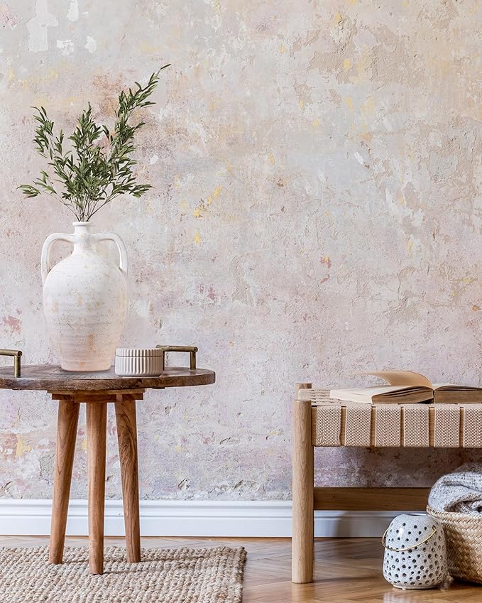 UPWOIGH Ceramic Flower Vase, 13.8 inch Tall Off-White Farmhouse Rustic Vase, Handcrafted Weathered Handles Pottery Vases, Large Flower Terracotta Vases for Home Decor, Living Room, Table, Shelf