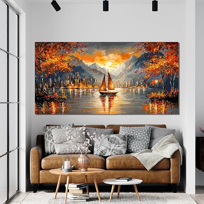 Canvas Wall Art Decor Wall Art Picture for Living Room Canvas Art Wall Decor Modern Landscape Wall Art Prints Botanical Coastal Wall Art Decorations City Artwork for Walls Office Home Decor 20" X 40"